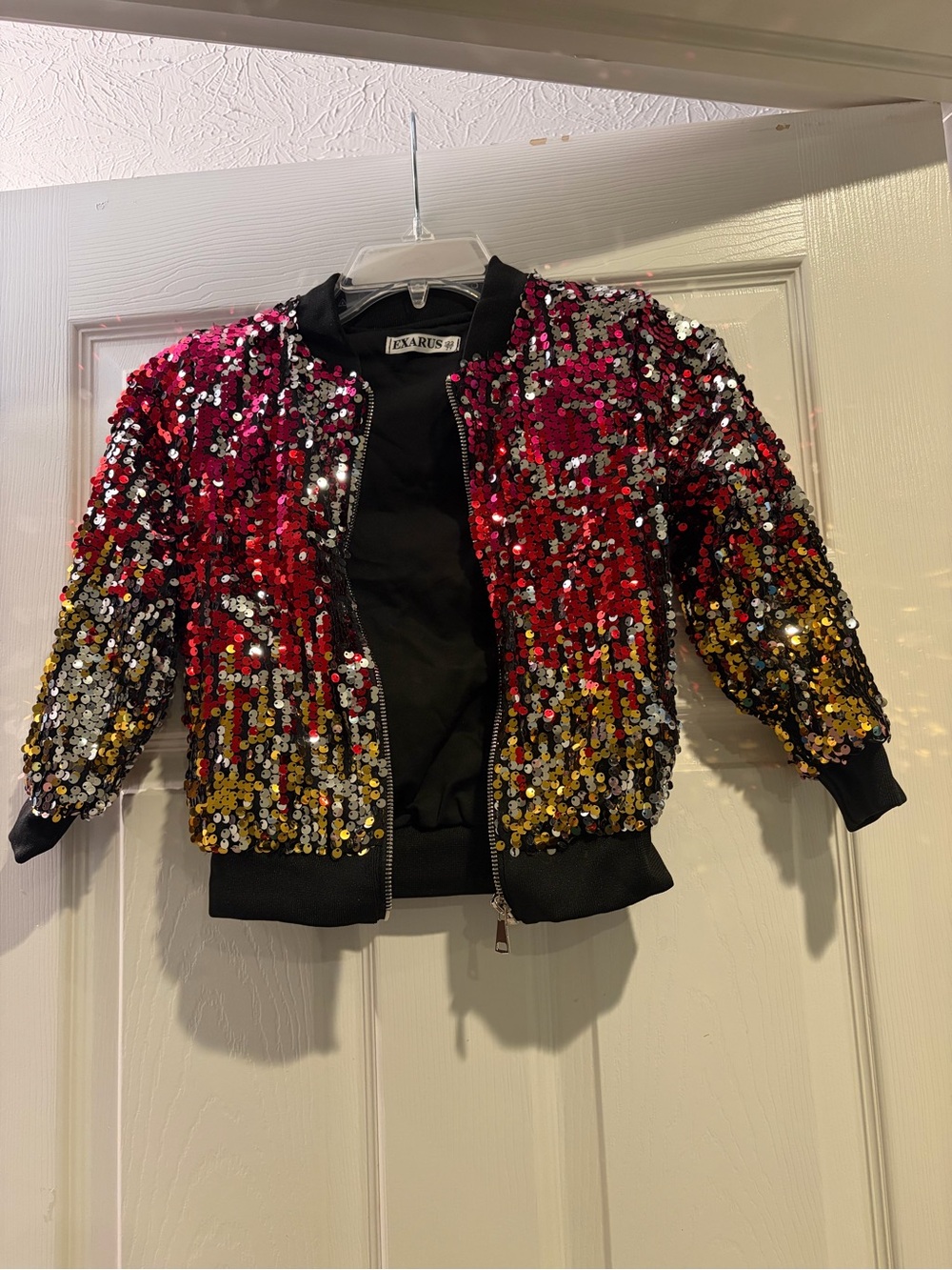 Kids Sequin Bomber Jacket - Pink Multi by